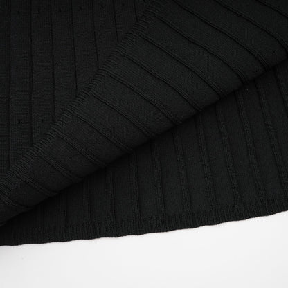 Nadège black ruffled-neck knitted midi dress