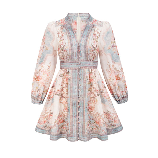 Clémence Romantic Floral Print Mini Dress