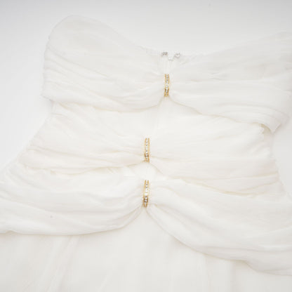 Émilienne cut-out pleated off-shoulder mini dress