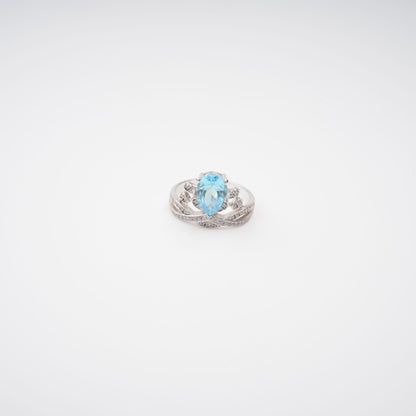 Colette Blue Pear Cut Gemstone Sterling Silver Ring