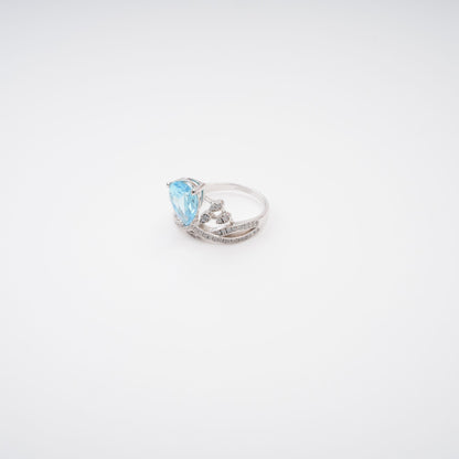 Colette Blue Pear Cut Gemstone Sterling Silver Ring
