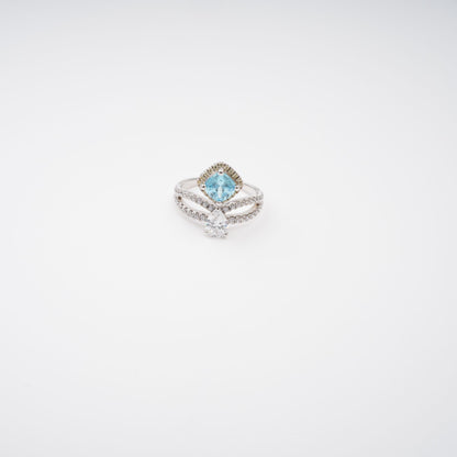 Eloïse Blue Crystal Embellished Sterling Silver Ring