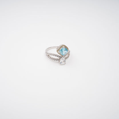 Eloïse Blue Crystal Embellished Sterling Silver Ring