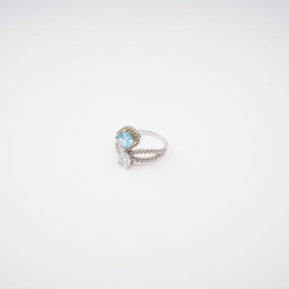 Eloïse Blue Crystal Embellished Sterling Silver Ring