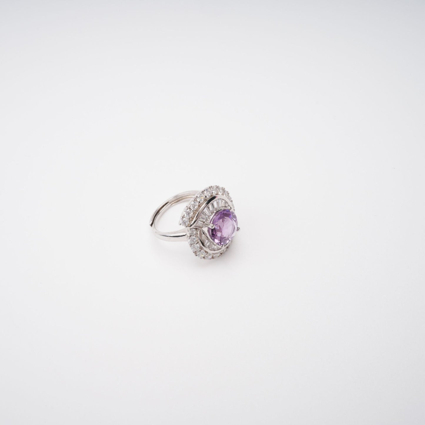 Margaux Purple Halo Setting Adjustable Ring