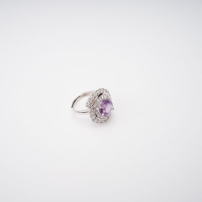 Margaux Purple Halo Setting Adjustable Ring