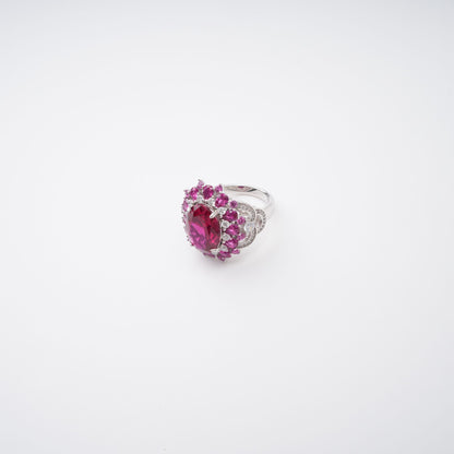 Amélie Red Oval Cut Gemstone Sterling Silver Ring