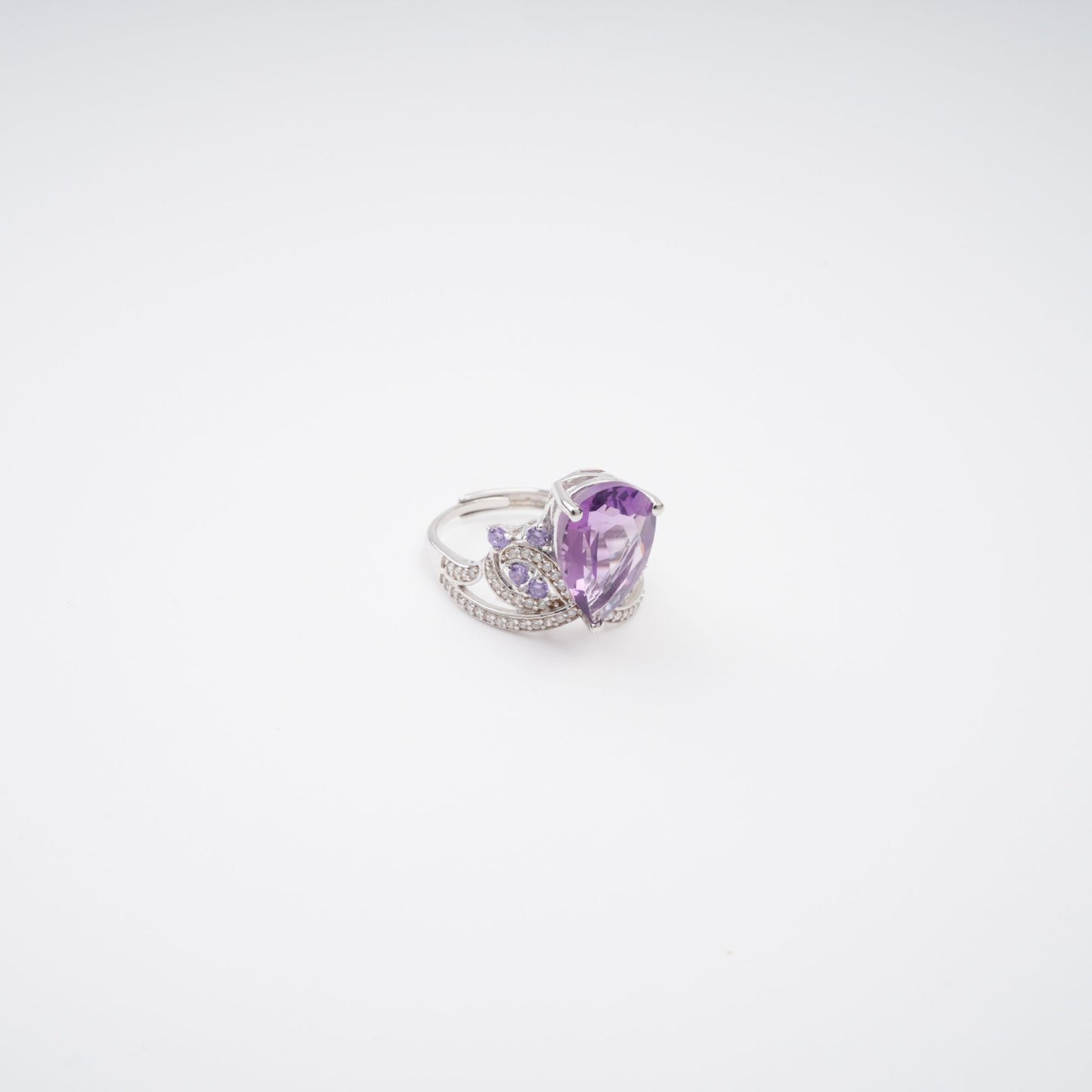 Eléonore Purple Pear Cut Gemstone Sterling Silver Adjustable Ring