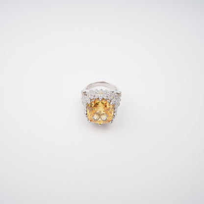 Amandine Yellow Halo-Set Gemstone Ring