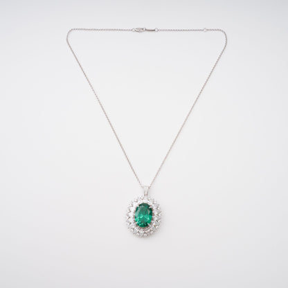 Raphaëlle Green Oval Gemstone Pendant Sterling Silver Necklace