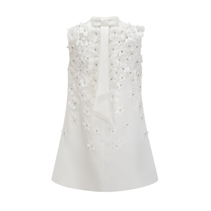 Genevieve faux-flower mini dress