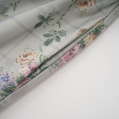 Prunelle sage-green floral-print shirred midi dress