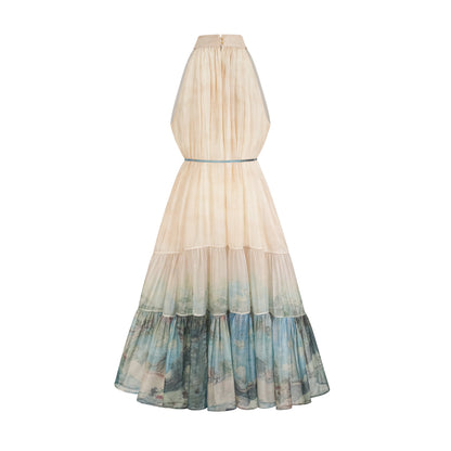 Delphine layered pattern-print midi dress