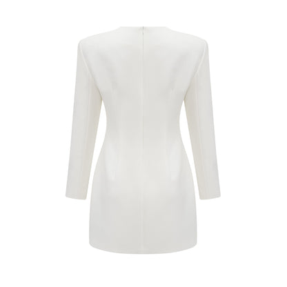 Vanessa white faux-flower embellished mini dress