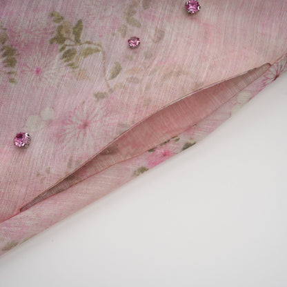 Narcisse pink embellished floral-print mini dress