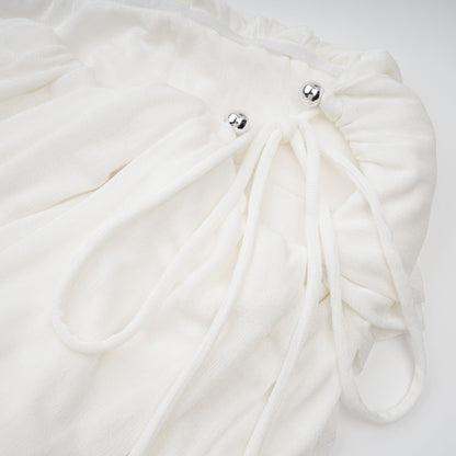 Dulcie White Asymmetrical Ruched Matching Set