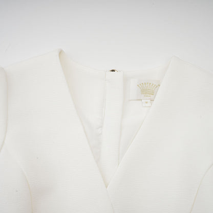Élise pleated peplum-hem blazer dress in White