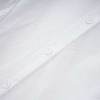 Dulcie white front-slit shirred shirt dress