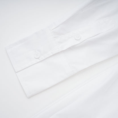 Dulcie white front-slit shirred shirt dress