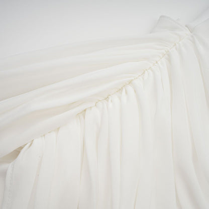 Gitta white ribbon-design ruched mini dress
