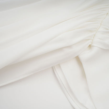 Gitta white ribbon-design ruched mini dress