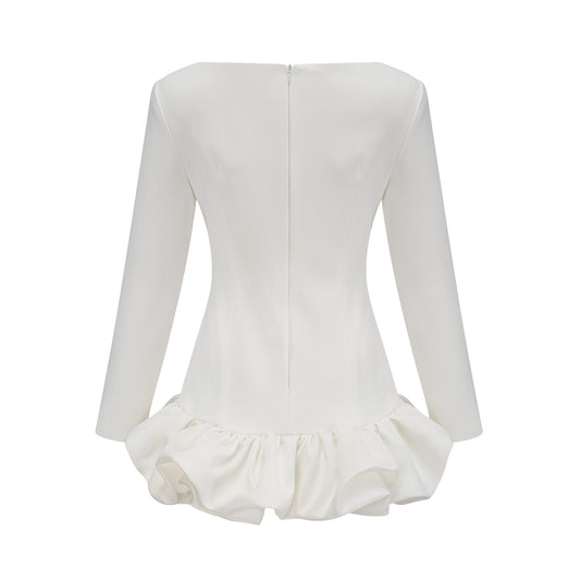 Elodie bubble-skirt mini dress in White