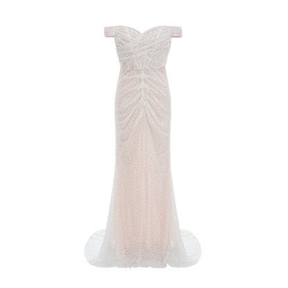 Margot white embellished off-shoulder maxi dress