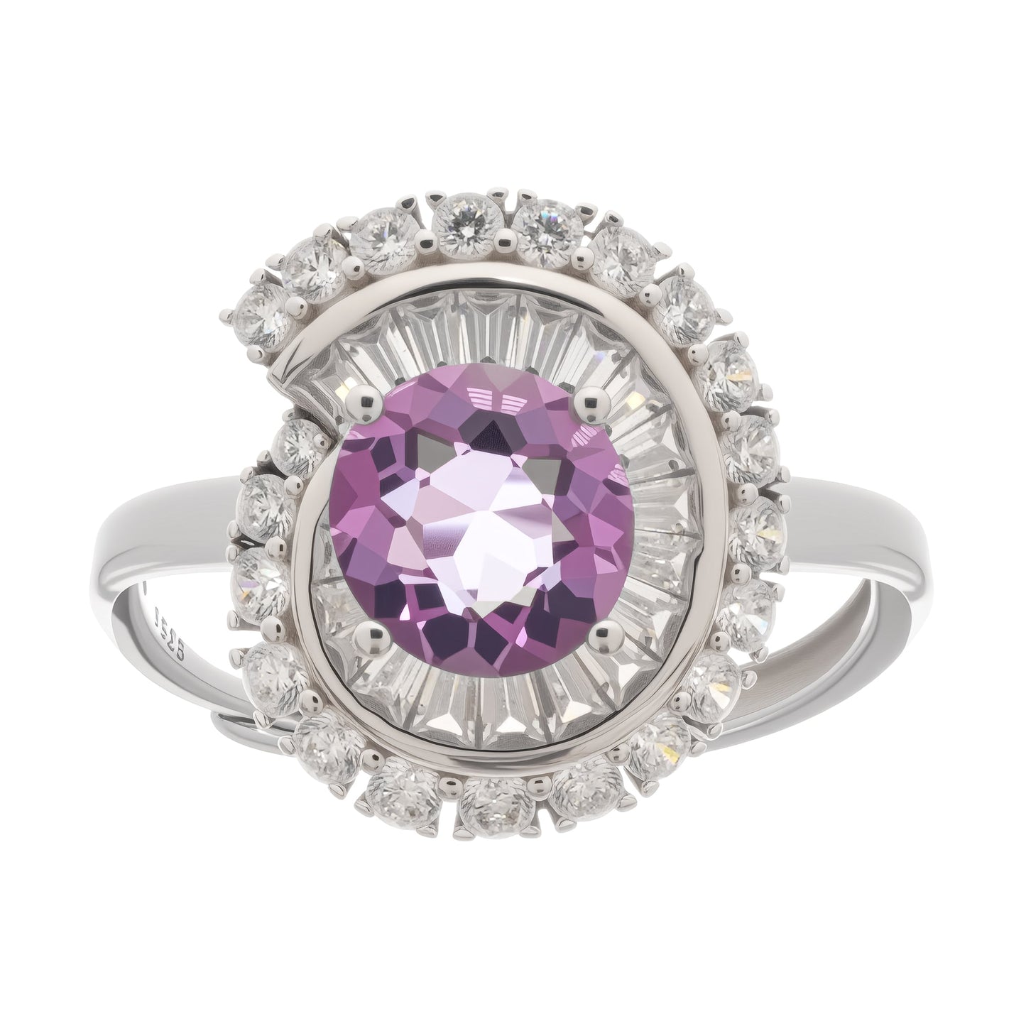 Margaux Purple Halo Setting Adjustable Ring