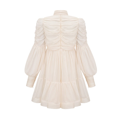 Thibaulte tuck-detail pleated tulle mini dress