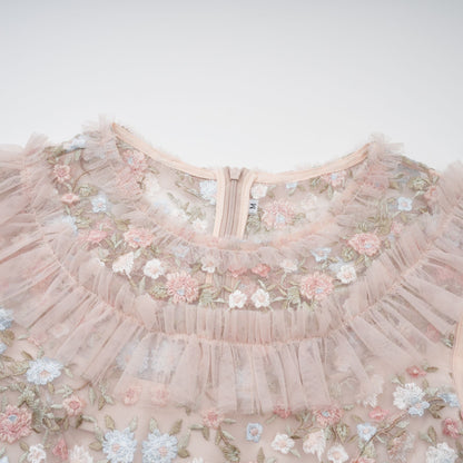 Kévina floral-embroidered tiered ruffled midi dress