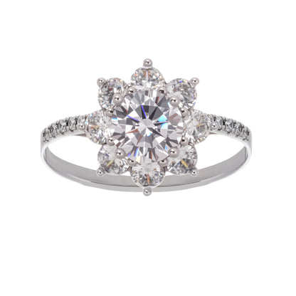 Émilie Sterling Silver Flower Shaped Zircon Gemstone Ring