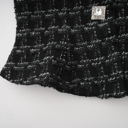 Axelle black checked tweed vest top & skirt matching set