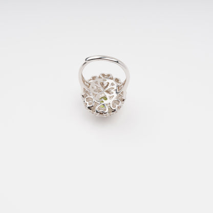 Joyau Olive Green Oval Gemstone Sterling Silver Ring