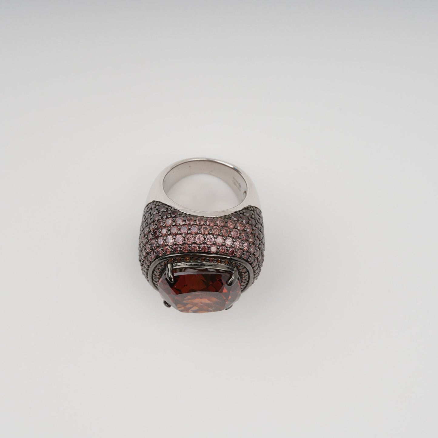 Astrale Brown Chunky Rectangular Gemstone Band Ring