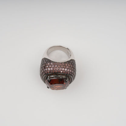 Astrale Brown Chunky Rectangular Gemstone Band Ring