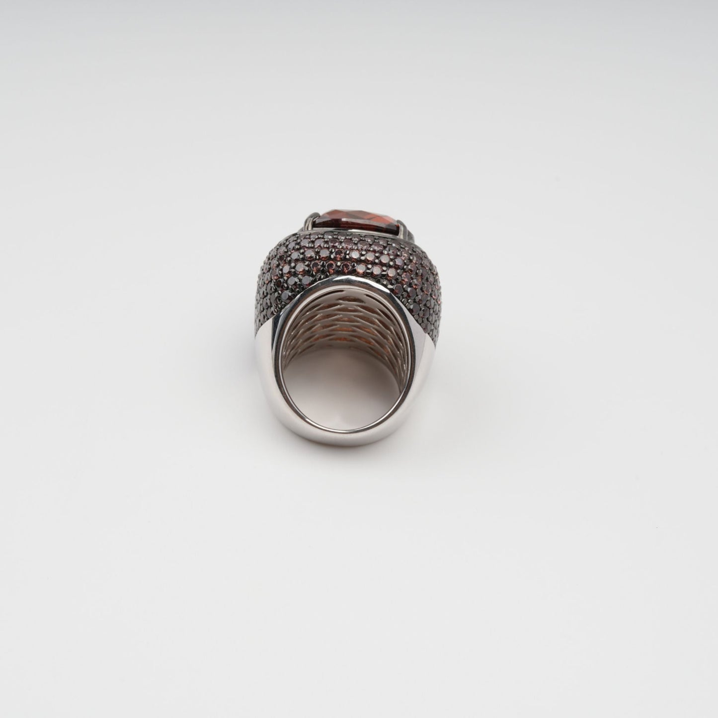Astrale Brown Chunky Rectangular Gemstone Band Ring