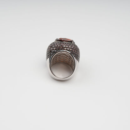 Astrale Brown Chunky Rectangular Gemstone Band Ring