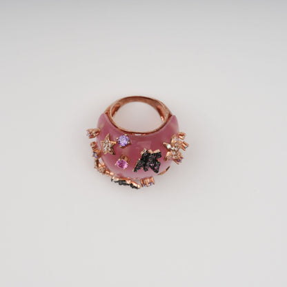 Radieuse Pink Curved Corner Opal Gemstone Ring