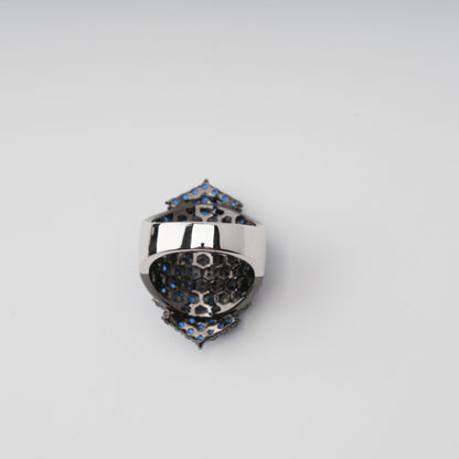 Galaxie Blue Dome Shaped Sterling Silver Ring