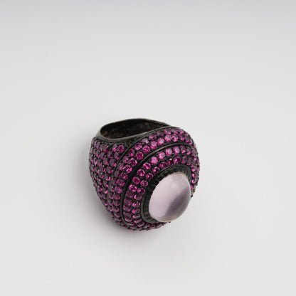 Orbite Pink Oval Quartz Gemstone Ring