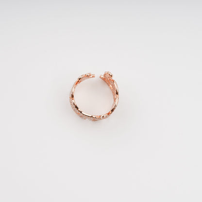 Écorce Gold Tone Open End Sterling Silver Adjustable Ring