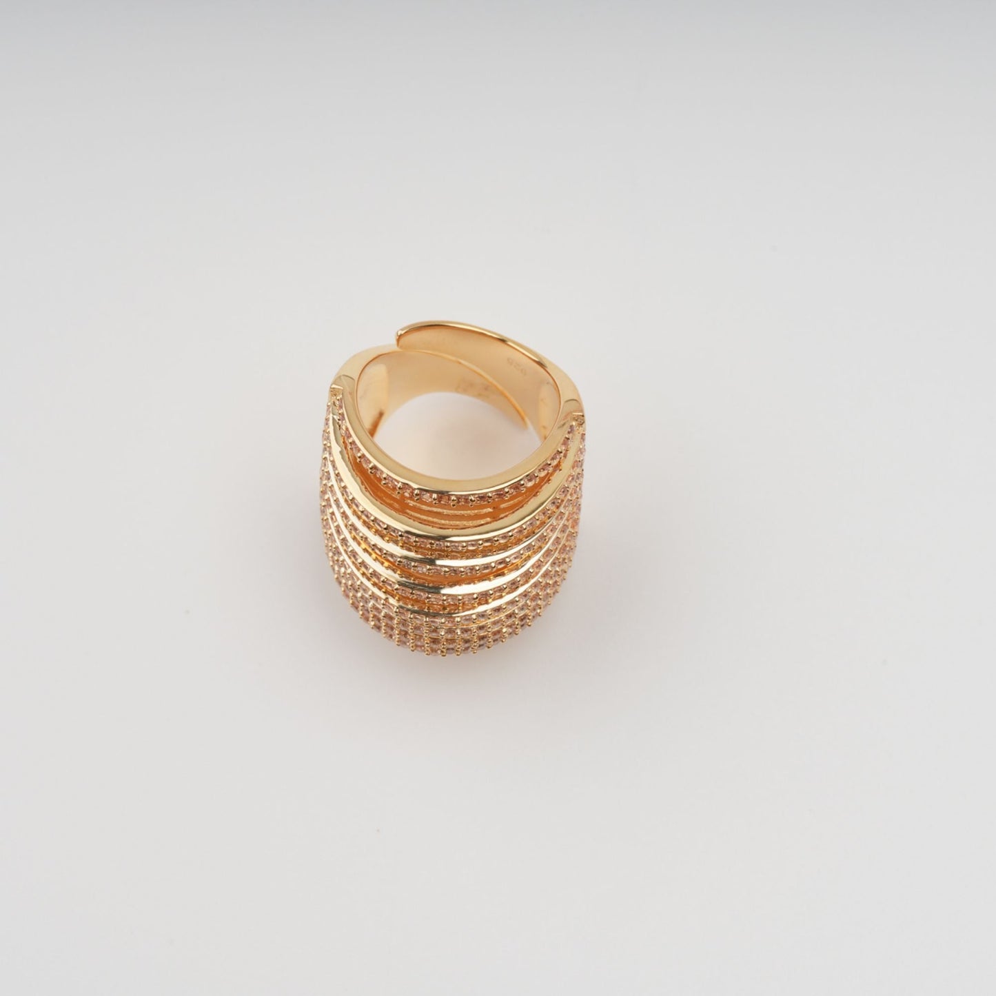 Soupir Gold Tone Multi-Band Adjustable Sterling Silver Ring