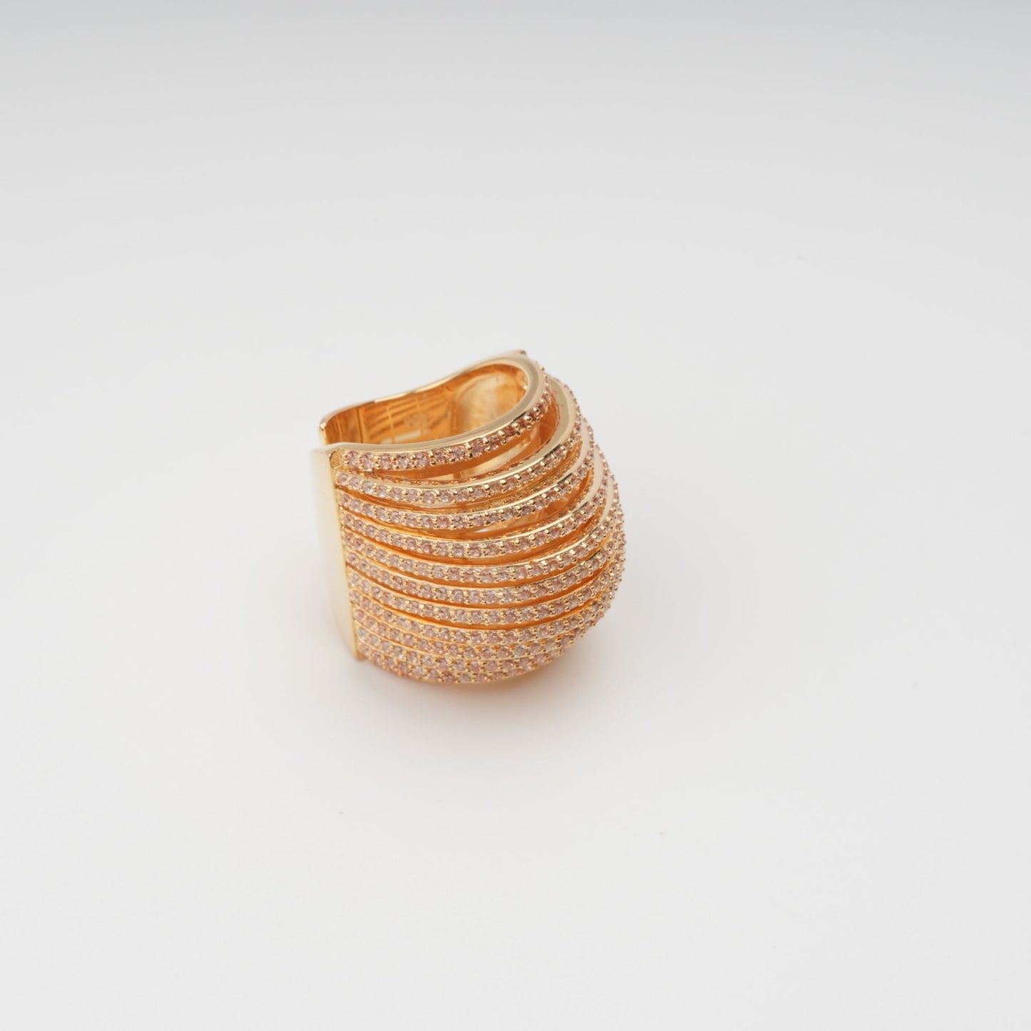 Soupir Gold Tone Multi-Band Adjustable Sterling Silver Ring