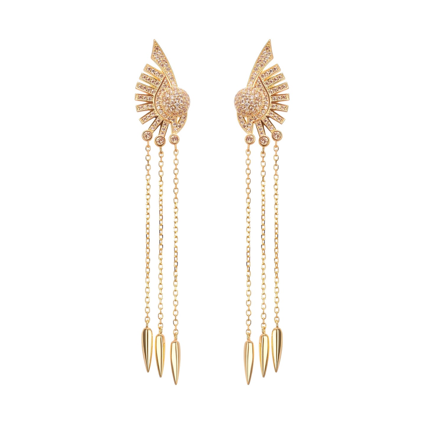 Balch Gold Tone Sun Motif Dangle Silver Earrings