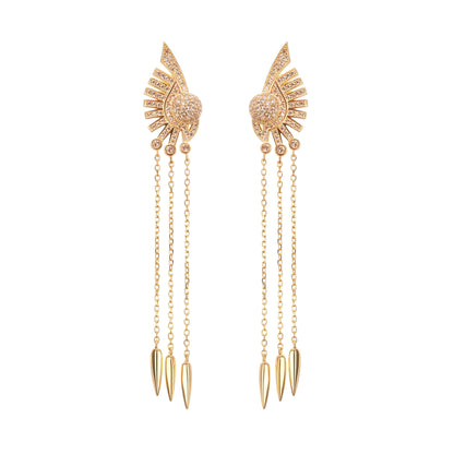 Balch Gold Tone Sun Motif Dangle Silver Earrings