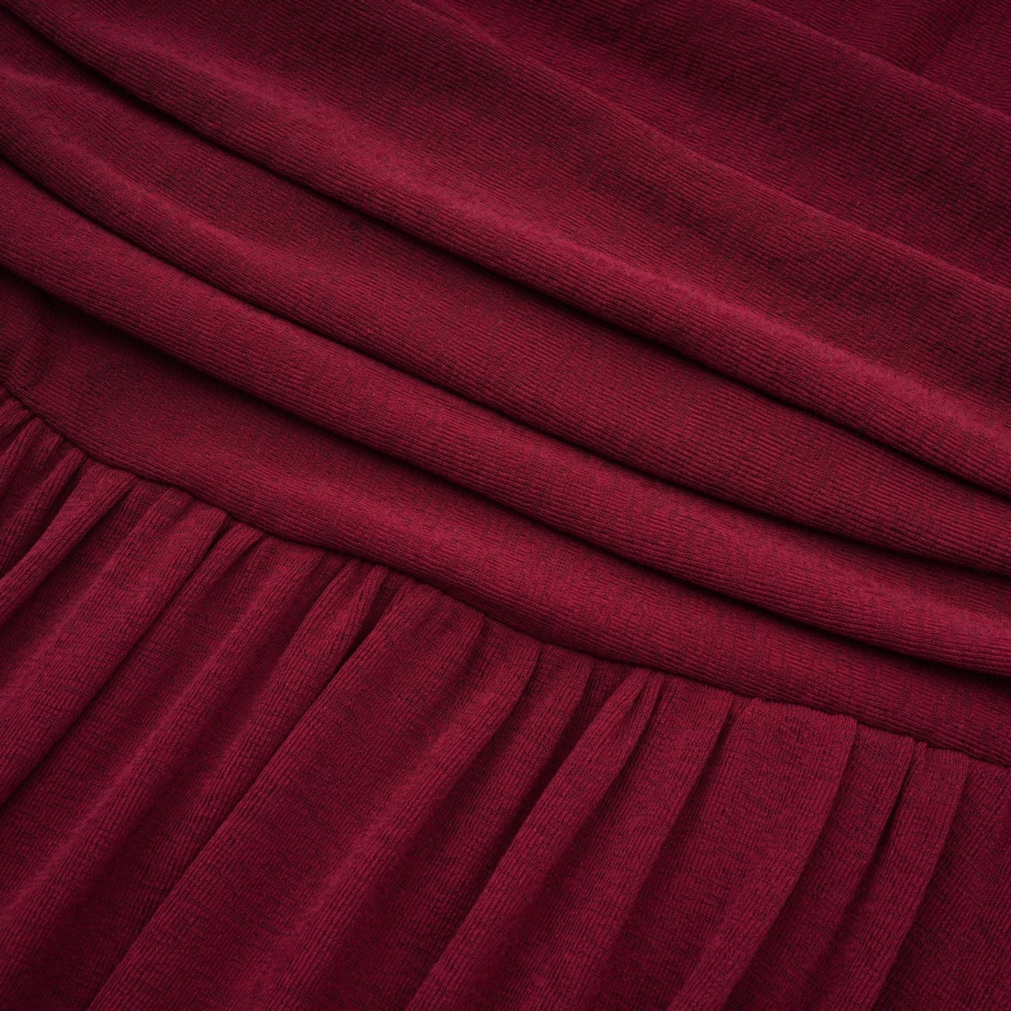 Camille Red Ruched Midi Dress with Flap Design Detail