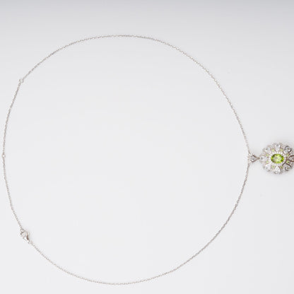 Kyliegh Green Floral Gemstone Pendant Sterling Silver Necklace