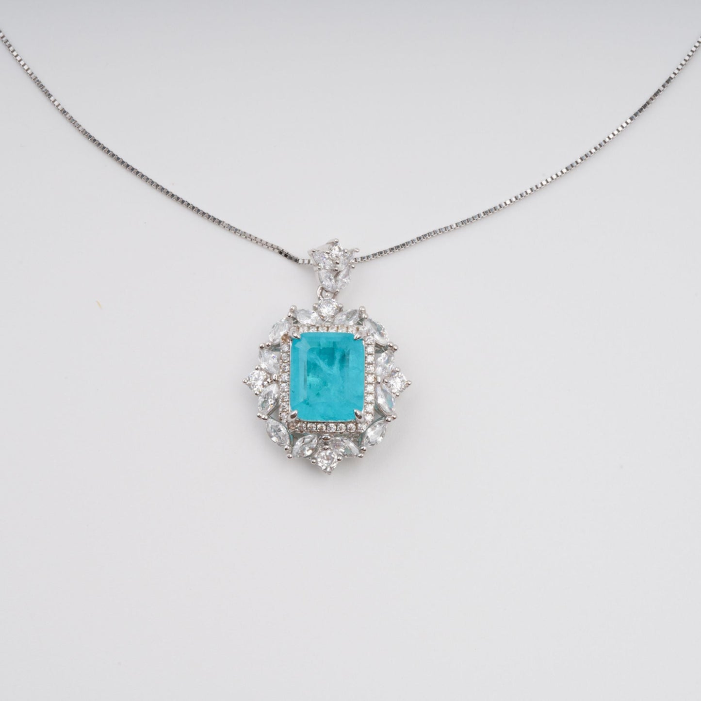 Anneli Aquamarine Floral Gemstone Pendant Sterling Silver Necklace