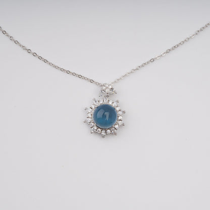 Mielikki Blue Oval Gemstone Pendant Sterling Silver Necklace