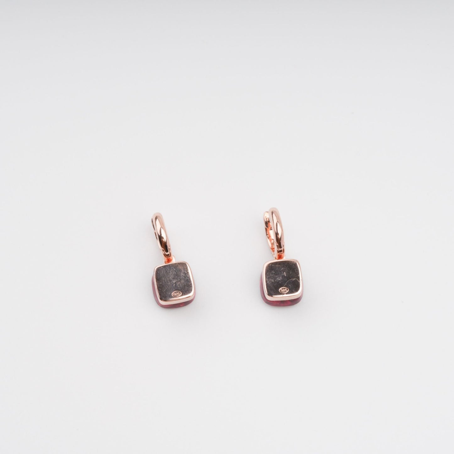 Aava Red Cushion Cut Gemstone Hoop Sterling Silver Earrings